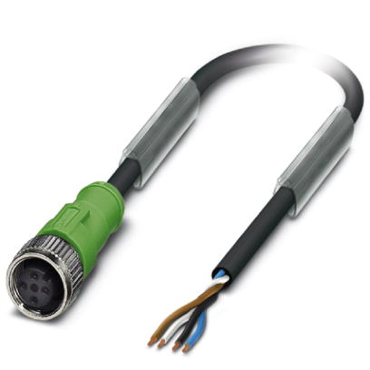 Phoenix Contact M12 Cordset; SAC-4P-10.0-PUR/M12FS; Female Straight; 4-Pin; 4-Wire; 10m PUR Cable
